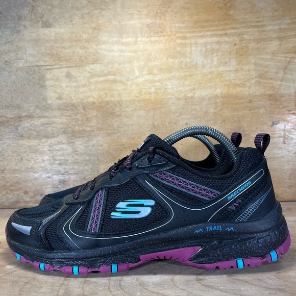 Skechers Hillcrest Womens Sz 9 Trail Running Shoes Sneakers Black Purple 149820 - Picture 3 of 8